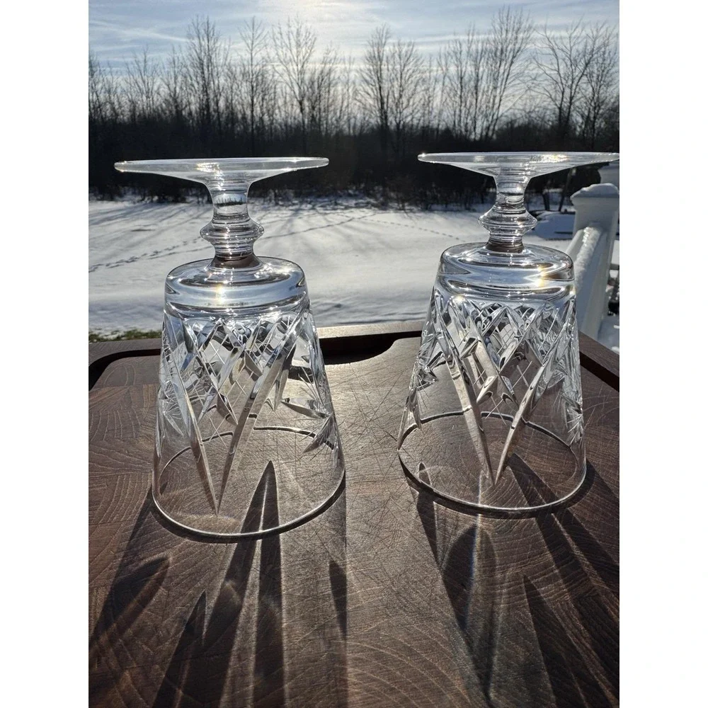 Set 2 Csopak Port AJKA Glass Crystal Cup Juice RETIRED Pinwheel EUC Beautiful!